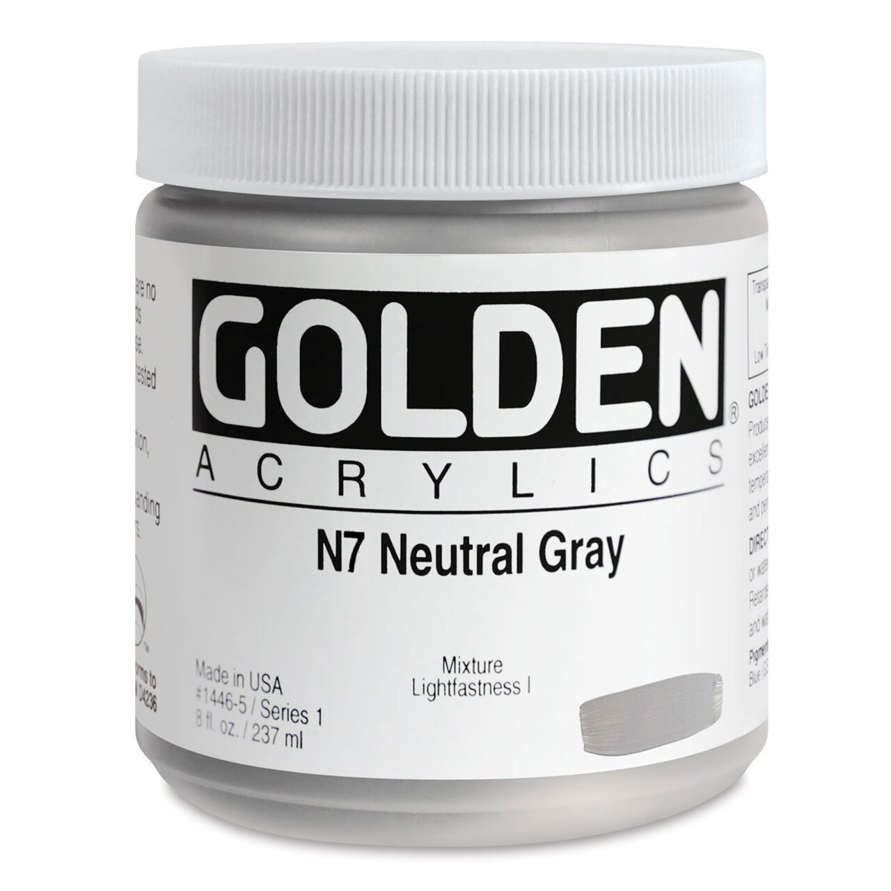 Golden Heavy Body Artist Acrylics - Neutral Gray N7, 8 oz Jar